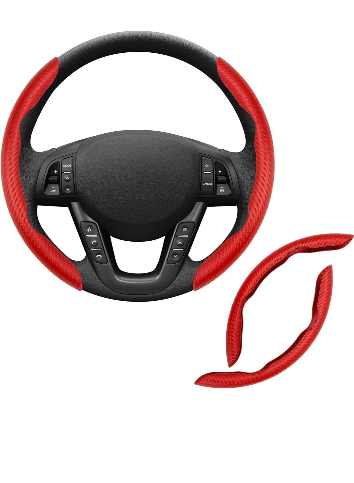 Universal Car Carbon Fiber Steering Wheel Cover Anti-Skid Butterfly Steering Wheel Cover Non-Slip Segmented Steering Wheel Protector Fit for 99% Cars Car Interior Accessories