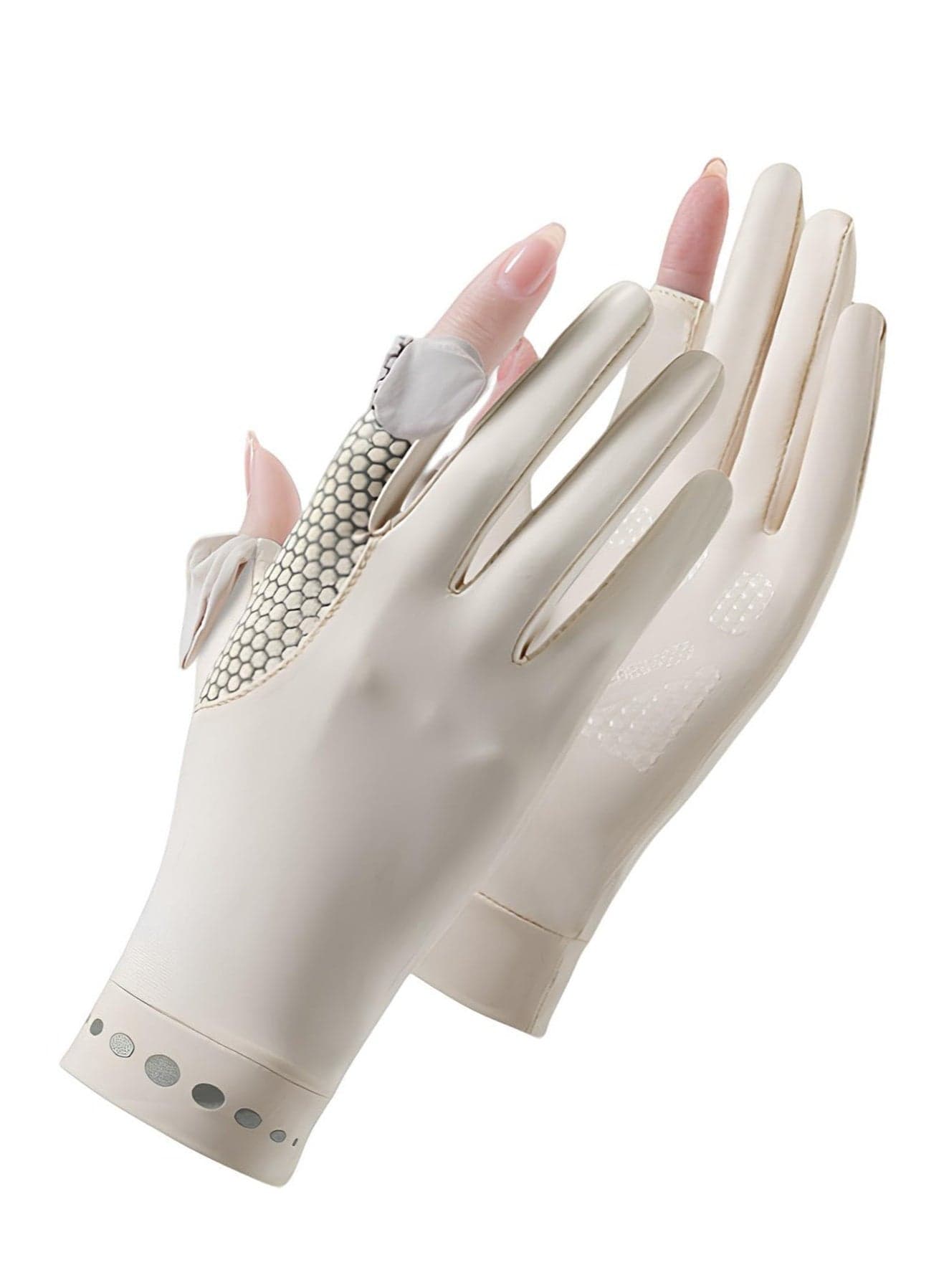 Women's Sun Protective Gloves, UPF 50+ UV Blocking Women's Sunblock Gloves, Breathable Ice Silk Driving Gloves for Cycling, Riding & Outdoor Activities, Quick-Dry Anti-Slip Women's Gloves with Flip Fingertips