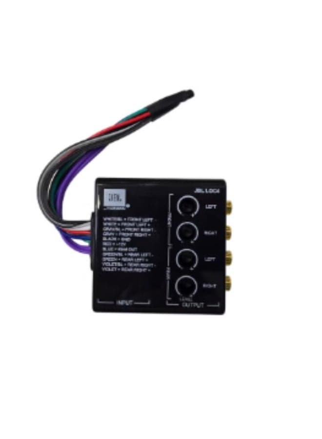 JBL LOC4 High-Low Converter 4-Channel – Speaker to RCA Line Level Adapter | Remote Turn-On Signal | Adjustable Output | Noise-Free Ground Isolation