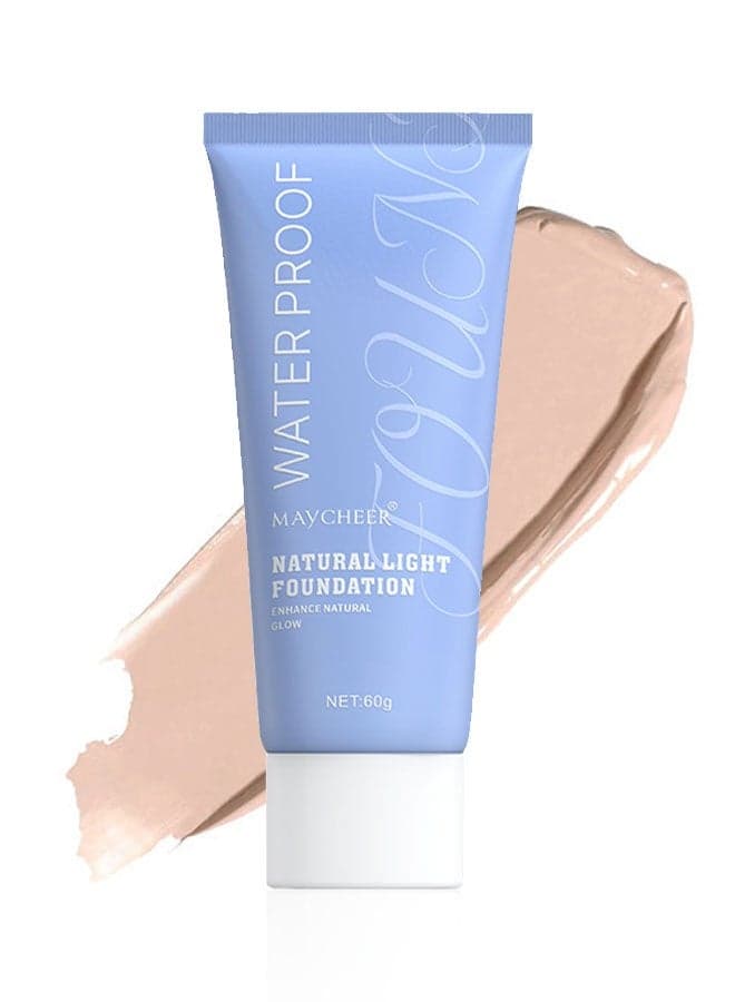 WaterProof Natural Light Foundation ,Long-lasting Oil Control Concealer - Beauty Cosmetics Facial Foundation Concealer for Travel Vacation Performance Dating 01# CALASSIC IVORY