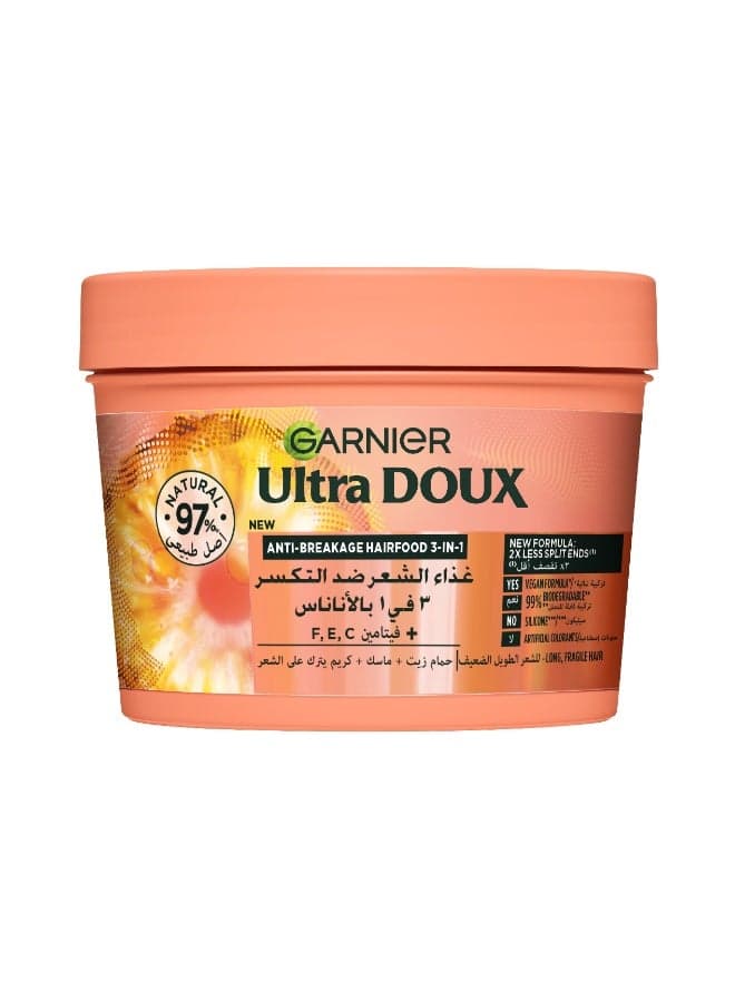 Garnier Ultra Doux Hair Food Anti-Breakage Pineapple 3-in-1 Hair Mask For Long Fragile Hair