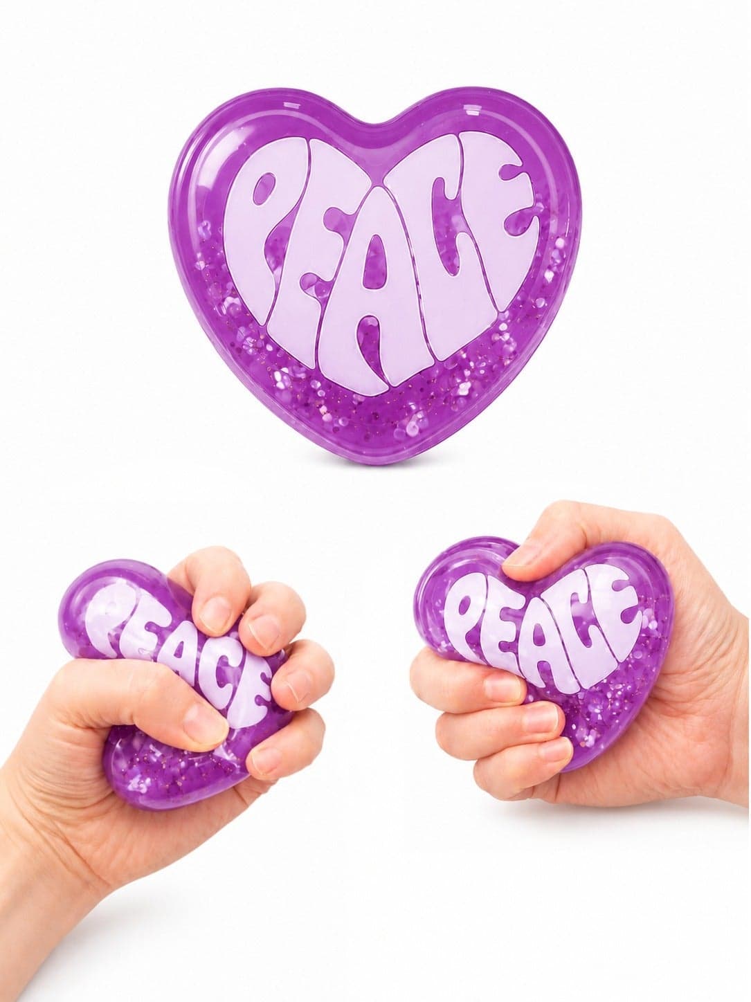 Purple Heart Squishy Stress Ball, Good Vibes Only Soft Squeeze Sensory Fidget Toy for Kids & Adults, Stretchy Stress Relief Therapy Ball for Relaxation, Focus, Hand Exercise, Desk Toy, Birthday Gift, Ages 3+