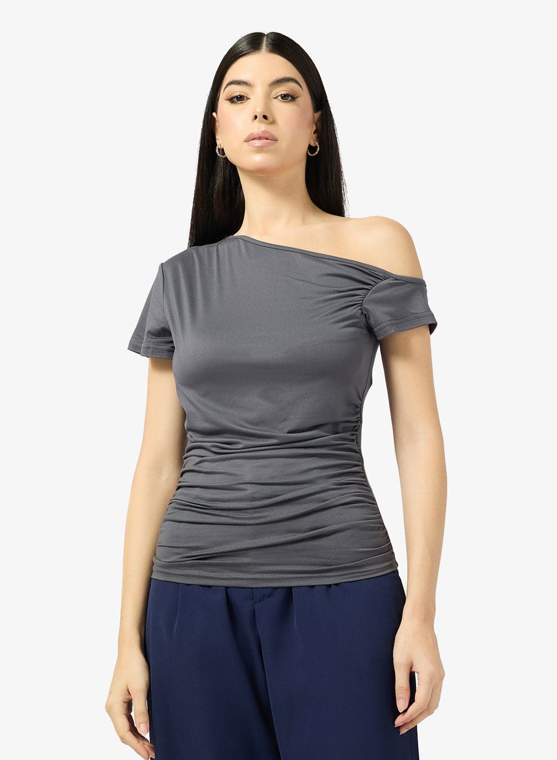 Aysmmetric Neck Fittted Top
