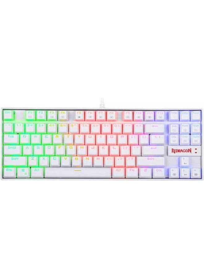 Redragon Kumara Wired 80% TKL Mechanical Keyboard, Outemu Blue Switch, Metal and ABS Construction, Adjustable Height, Double-Shot Injection, Gold-Plated USB, White | KUMARA K552W-RGB