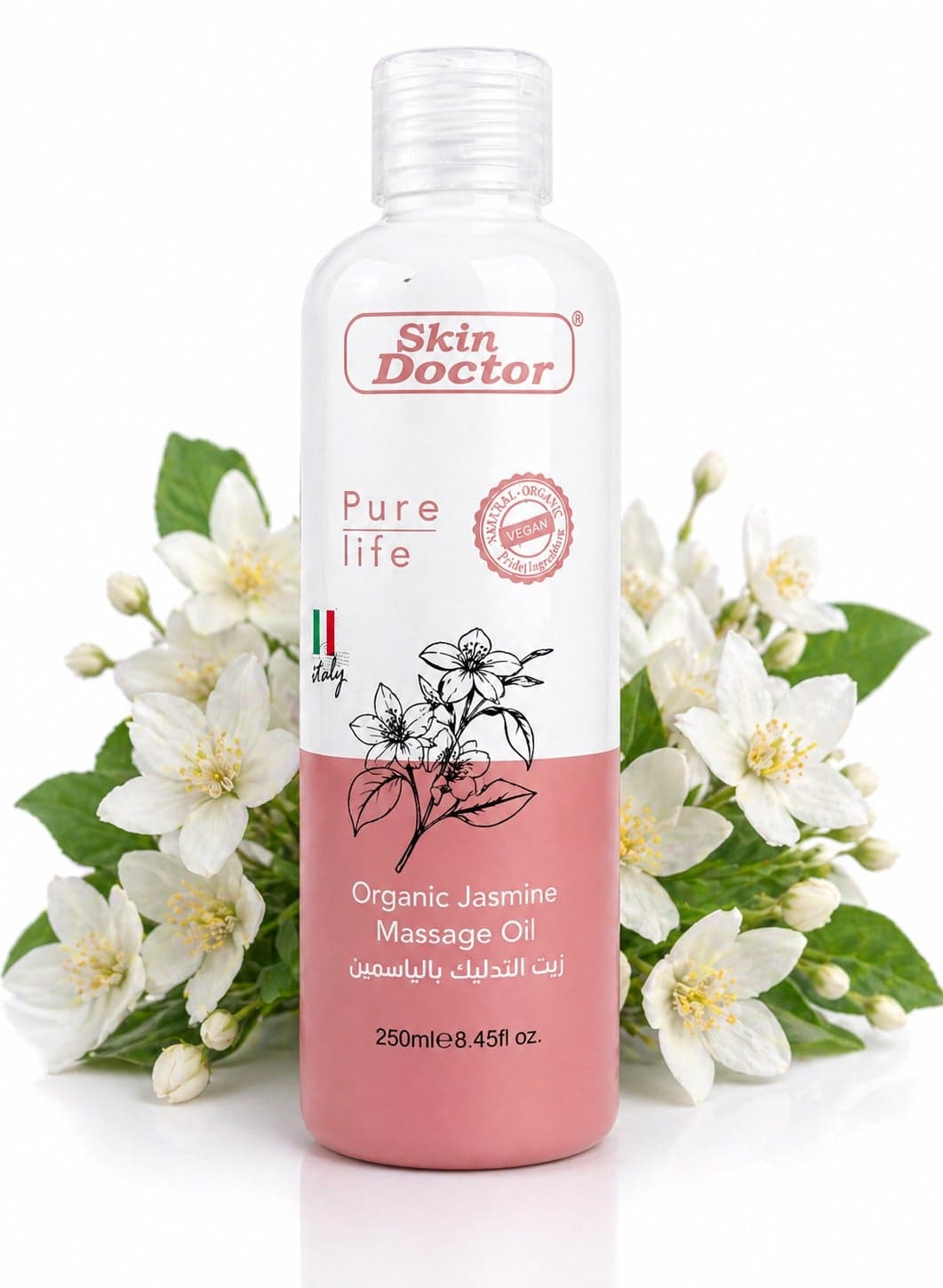 Organic Jasmine Massage Oil 250ml – Relaxing Body Massage Oil for Stress Relief & Skin Nourishment – Moisturizing Aromatherapy Oil for All Skin Types