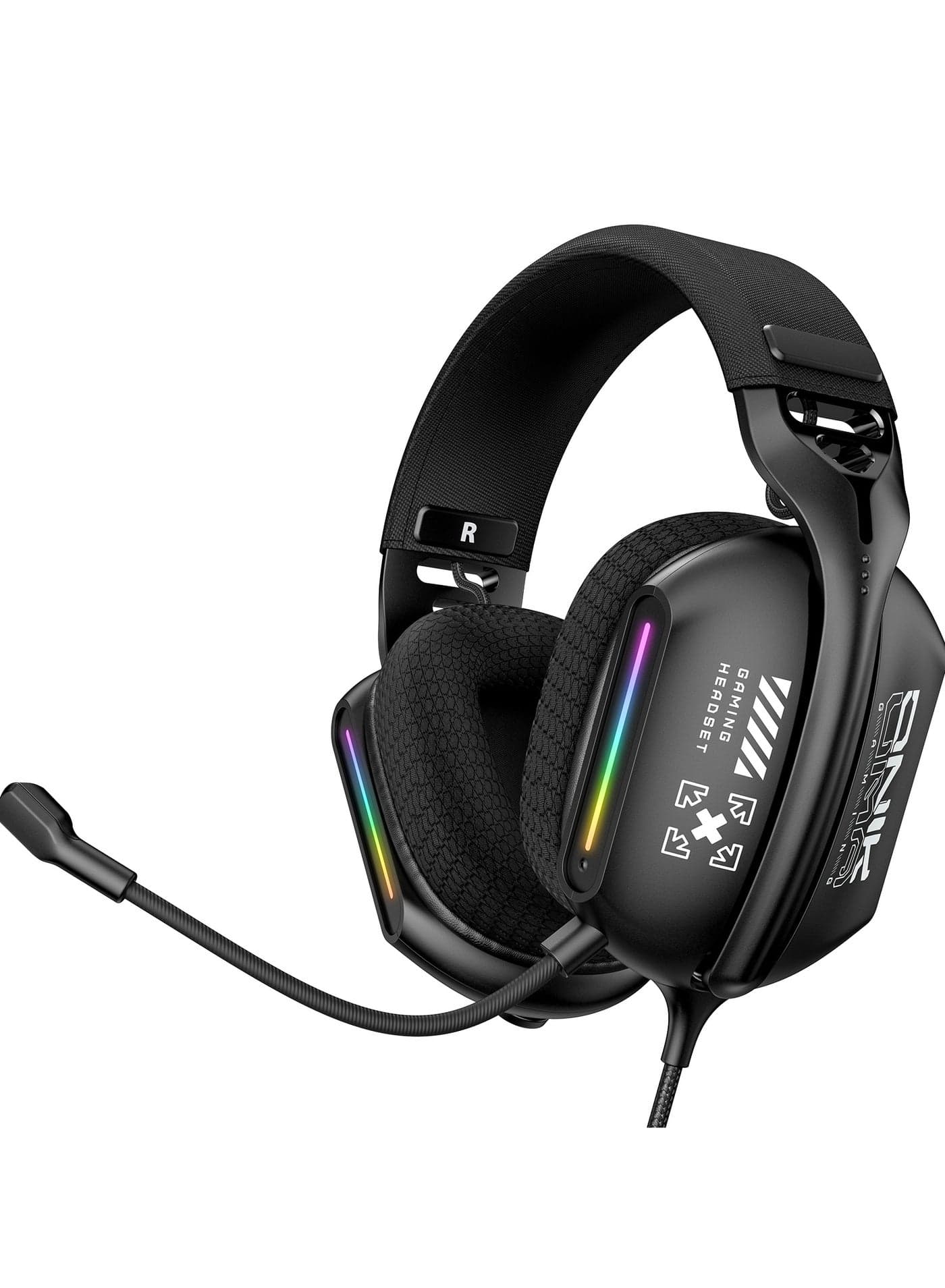 X12 Gaming Headset,Over-Ear Wired Gaming Headphones with 40mm Drivers & RGB | Adaptive Headband, Noise-Canceling Mic for PS4/PS5/XOne/XSeries/NSwitch/PC,Black