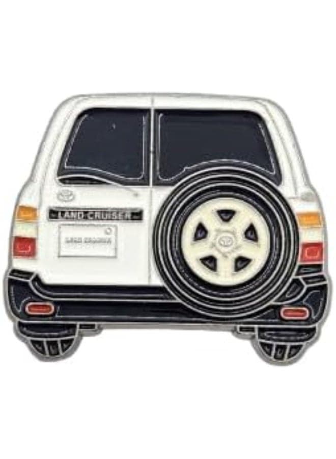 White Land Cruiser Rear View – Car Bade for SUV Fans & Collectors for Bags, and Mobile, I pad, Backpacks, and Collectors Walls, Doors, Cars & Laptops