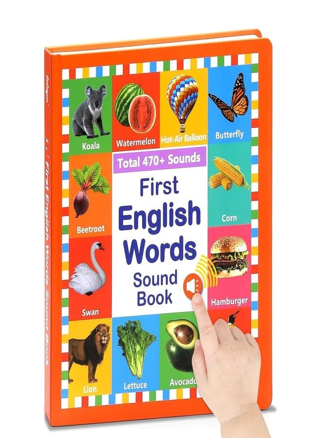 Kidology My First English Words Sound Book for Kids | 470+ Words Interactive Talking & Musical Learning Book with 21 Topics, Built-in Quiz, Nursery Rhymes & Piano | Educational Audio Toy Age 3+