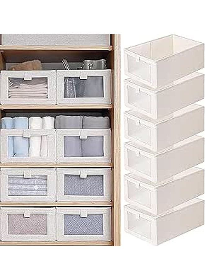 6-piece foldable wardrobe storage box wardrobe organizer, visible linen storage box, clothing drawer organizer, washable wardrobe storage box, rectangular storage box with fixed handle, living room, bedroom, office