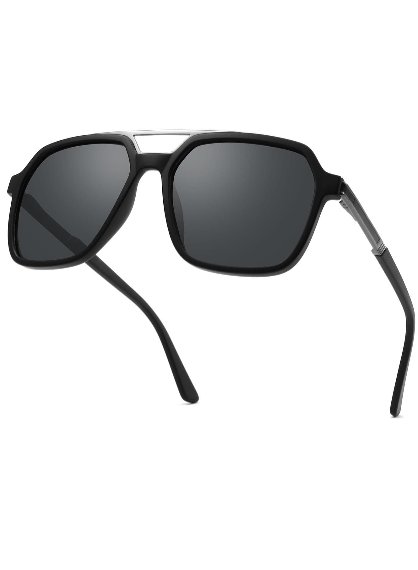 PUKCLAR Men's Polarized Sunglasses with TR90 Frame and Metal Bridge – Lightweight Design, UV400 Protection, Includes Polarization Test Card, Cleaning Cloth, Storage Case, and User Manual