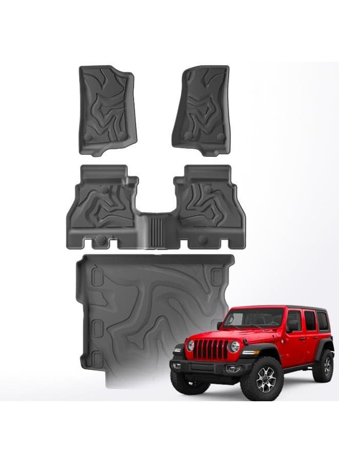 3D All-Weather Car Floor Mats for Jeep Wrangler JL | Floor Mats with Trunk Mat – For Models with Subwoofer Cut-Out