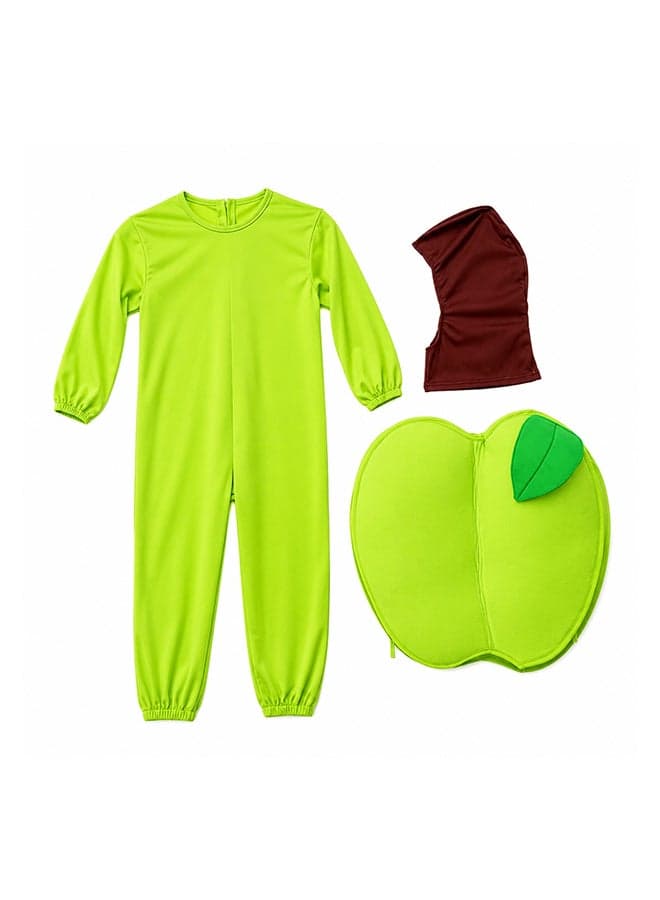 Kids Green Apple Fruit Costume Set with Hood – Food Theme Fancy Dress Outfit for Boys & Girls of age 6 to 7 years