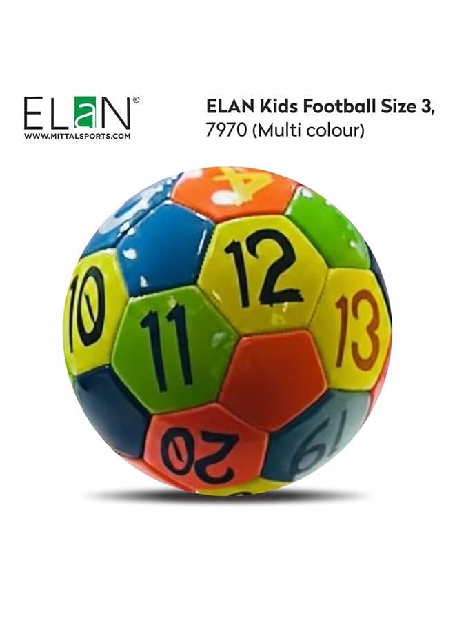 ELAN Street Pup PVC Kids Football - Official Size 3, Vibrant Multi-Color Design, High-Cladding Durable Soccer Ball for Boys & Girls
