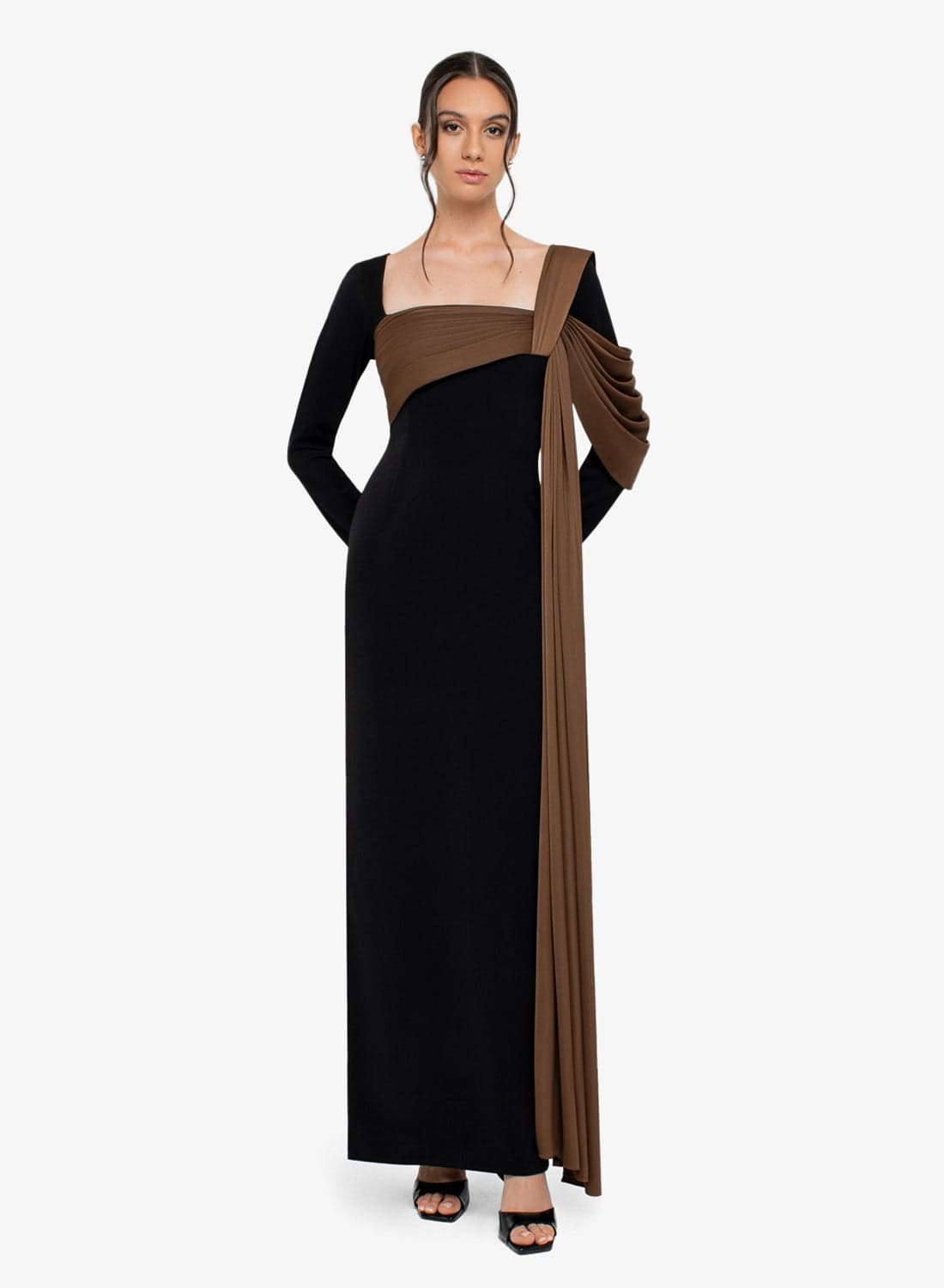 Square Neck Draped Dress
