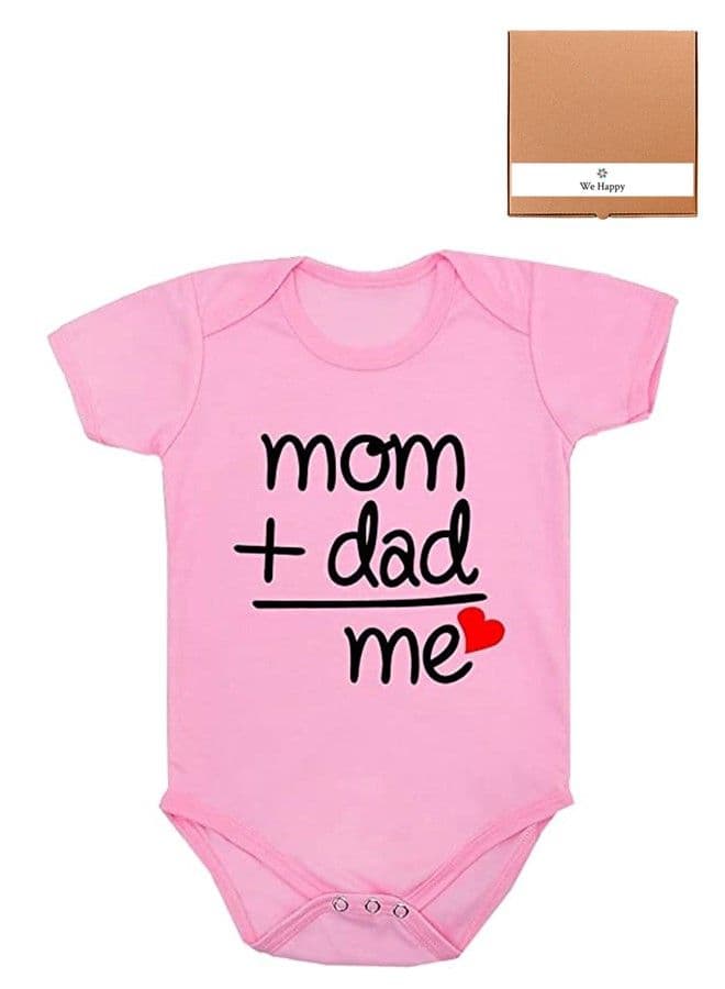 Mom Dad Me Baby Romper Funny Cute Infant Bodysuit Birthday Costume