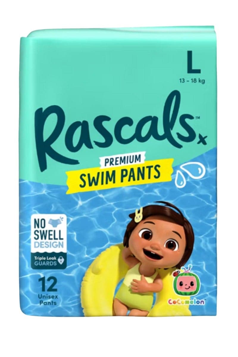 Cocomelon Premium Baby Swimming Diaper Pants - Advanced Leak Protection Swimming Diaper Pants For Little Swimmers - Extra Stretchy Waistband Swim Pants Size 5 (13-18 Kg) - Pack of 12