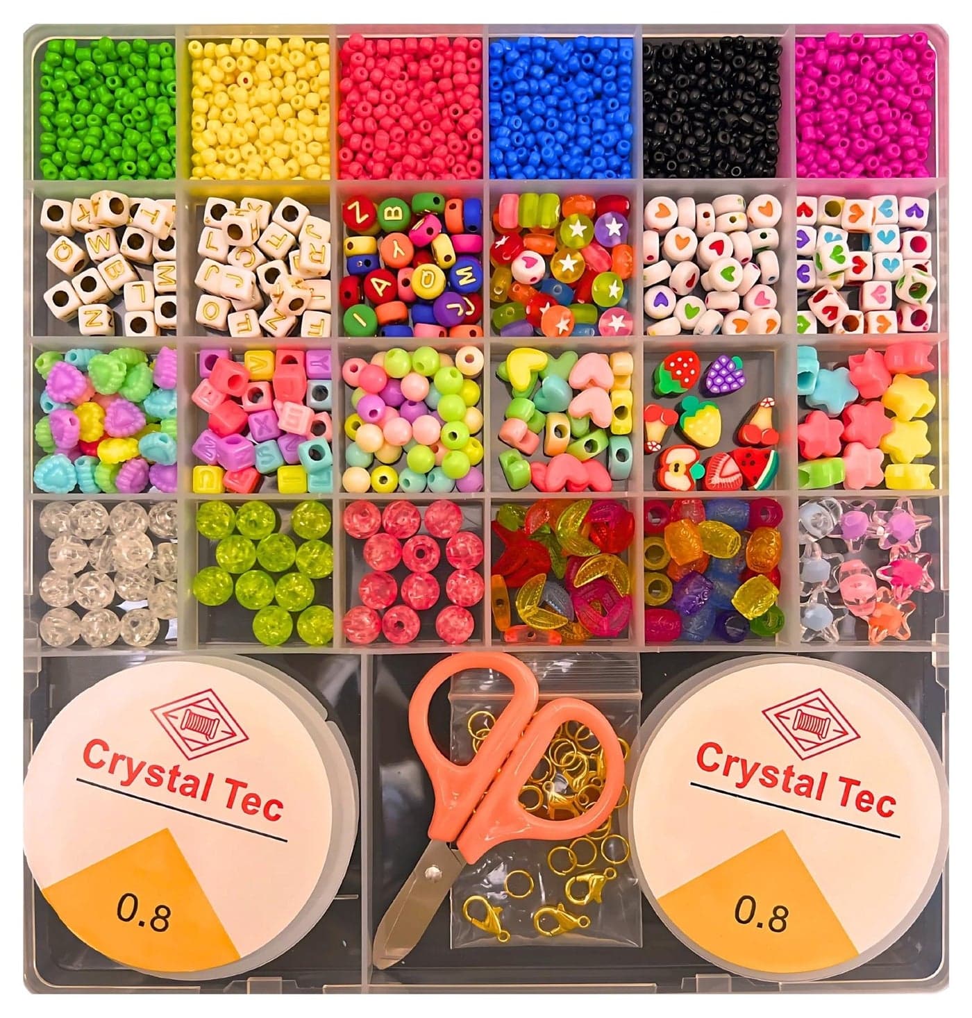 DIY Jewelry Making Kit with Hooks 2 String Reels Scissors Handmade Necklace Bracelets Rings Pendant Keychain Making Kit with Seed Pop Flat Shell Beads Letter Shapes Art Craft Activity Kit for Kids Party Favors Goodie Bag Stuffers Birthday Gifts Return Gifts Screen Free Activity