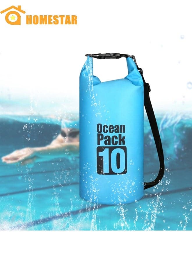 10L Waterproof Dry Bag, Roll Top Dry Compression Sack for Kayaking, Beach, Rafting, Boating, Hiking, Camping and Fishing,Floating Waterproof Pouch, Blue