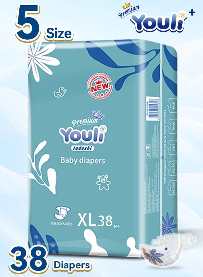 Baby Diapers,Taped Diapers Size 5, 12-17 Kg, 360° Leak-Free Fit For Up To 100% Leakage Protection, Ultimate Comfort 38 Diapers