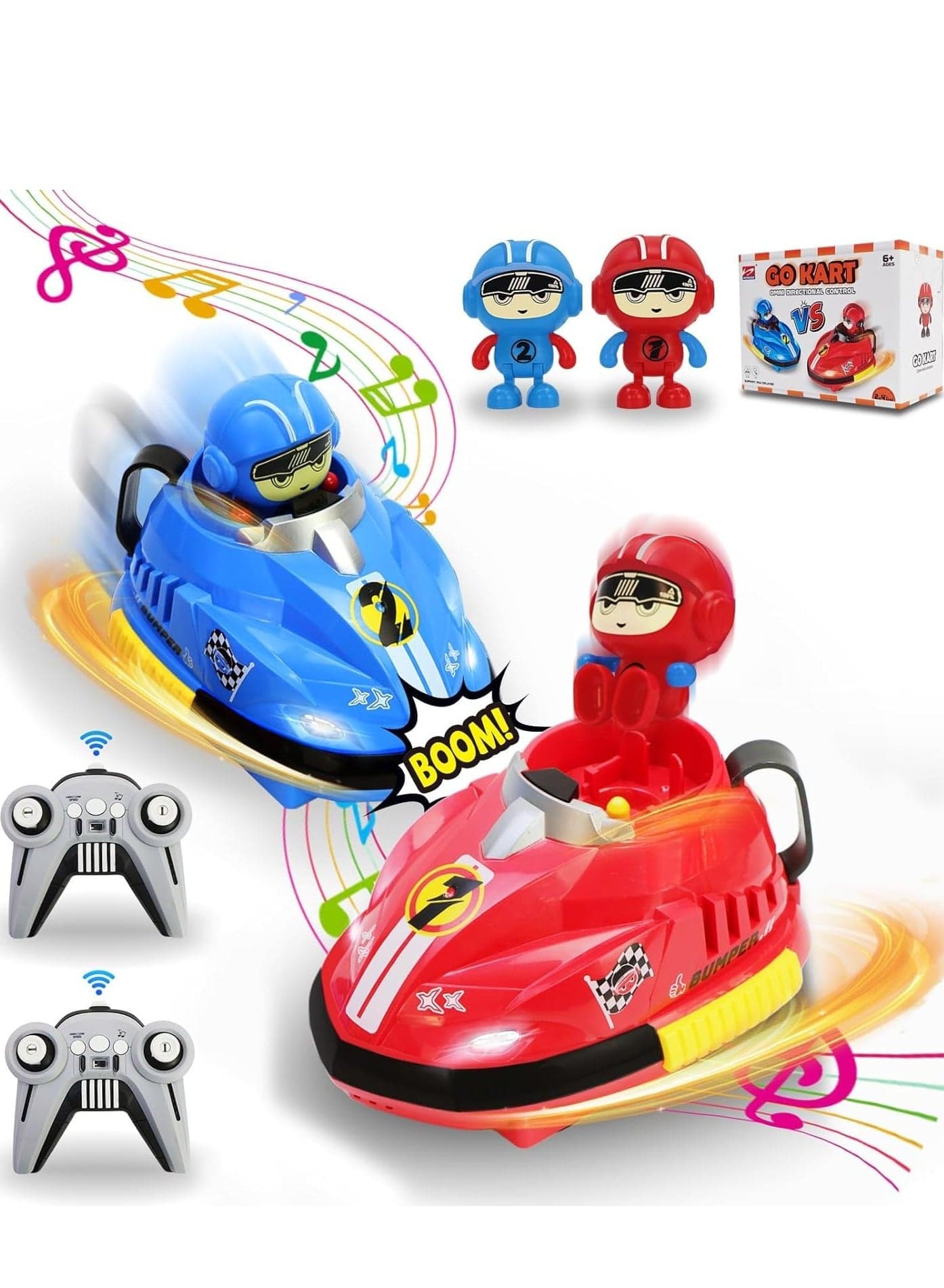 2pcs Remote Control Car, 2.4GHz Bumper Cars RC Battle Car Toy Set, Ejecting Dodgem Cars with Sound Effects, Music and Lights, RC Play Vehicles, Gift for Kids Boys Girls Children