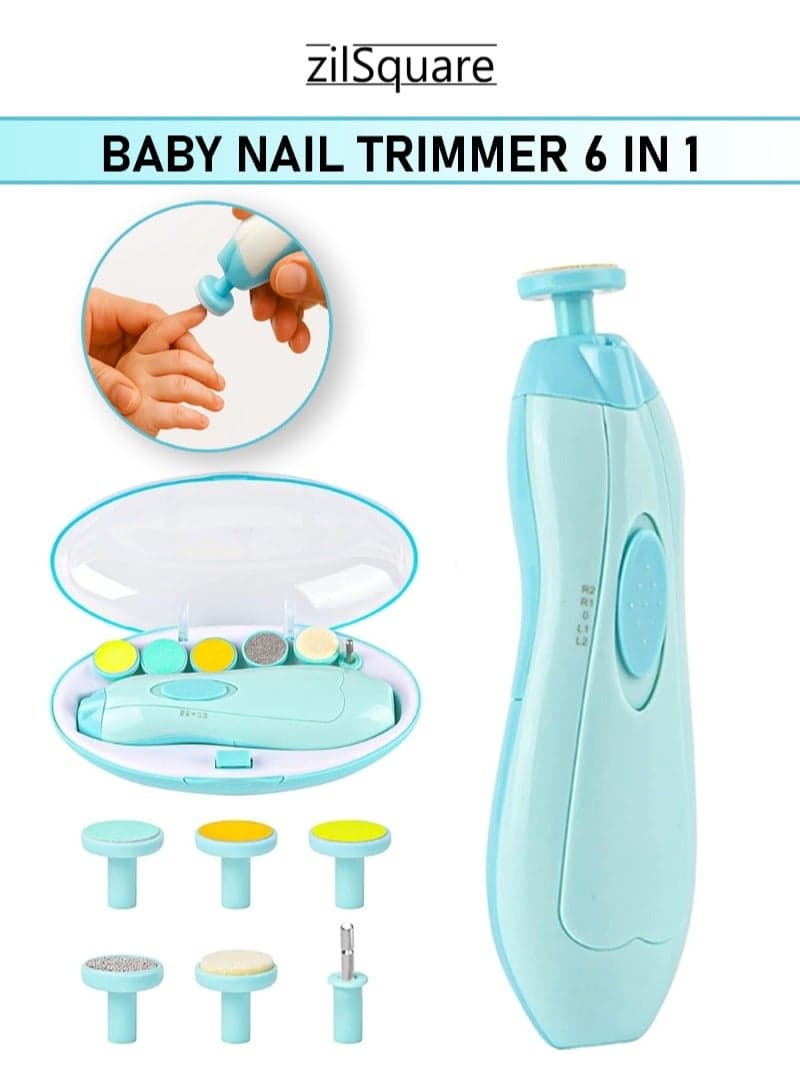 zilSquare Baby Nail Grinder Kit Electric Infant Nail Trimmer with Soft Filing Heads LED Light Quiet Motor 2 Speed Safe Painless Newborn Nail File Toddler Nail Grooming Tool Portable Battery Powered Manicure Set Gentle Nail Care Buffer for Kids and Moms
