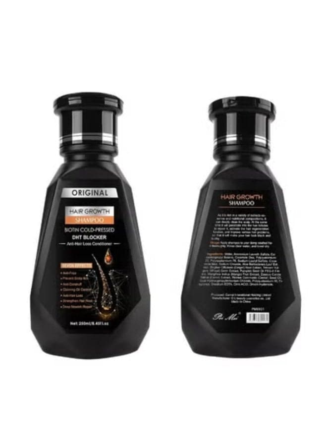 Hair Growth and Anti Hair Loss Shampoo with Biotin and DHT Blocker, Daily Scalp Cleansing Solution for Itch Relief, Oil Control, Root Strengthening, Frizz Reduction, and Natural Looking Hair Regeneration