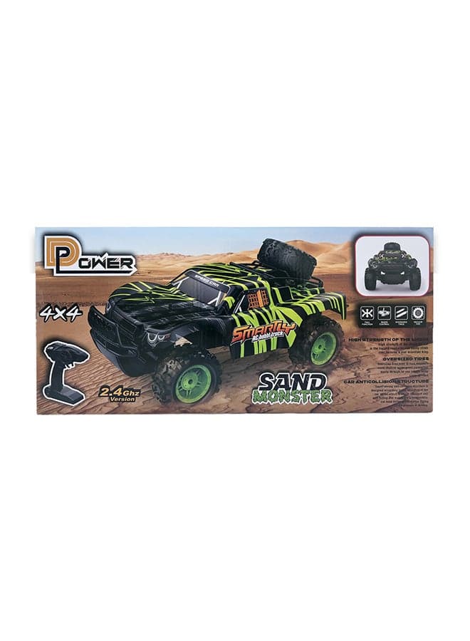 D-Power 1:10 R/C 2.4G Sand Monster Car with USB Cable Remote Controller – Green | Extreme Flex Suspension | Ages 6+ up