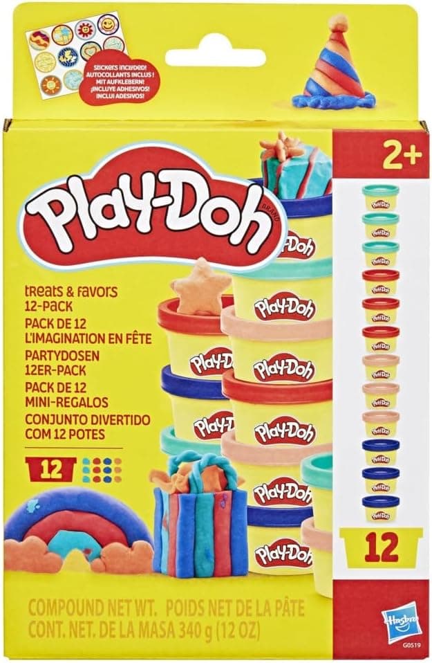 012 Pack Treats & Favors with Stickers - 1 Ounce Modeling Compound Cans for Kids 2+