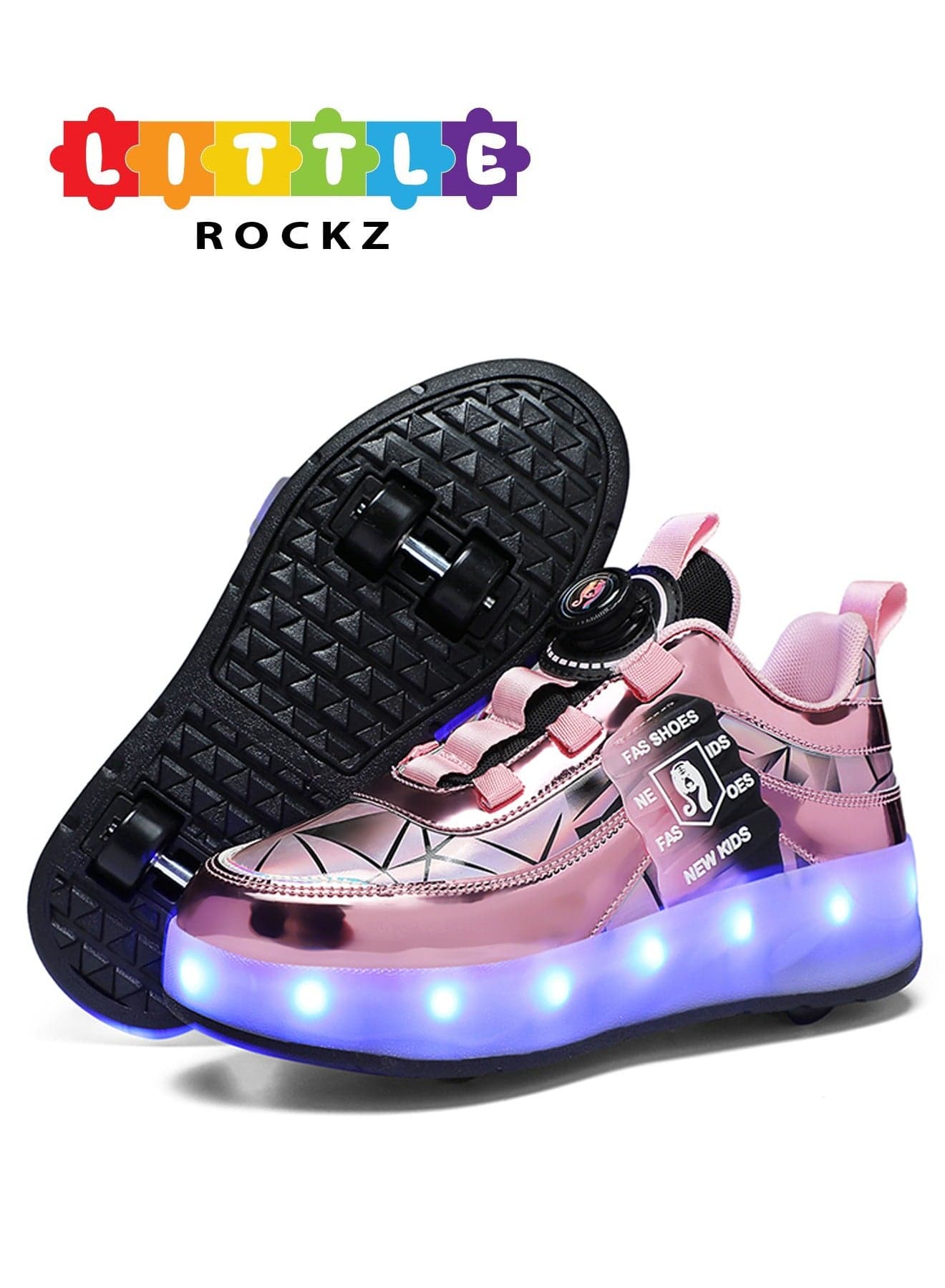 Double Wheel LED Flash Light Fashion Shiny Sneaker Skate Heelys Shoes With Lightning Sole