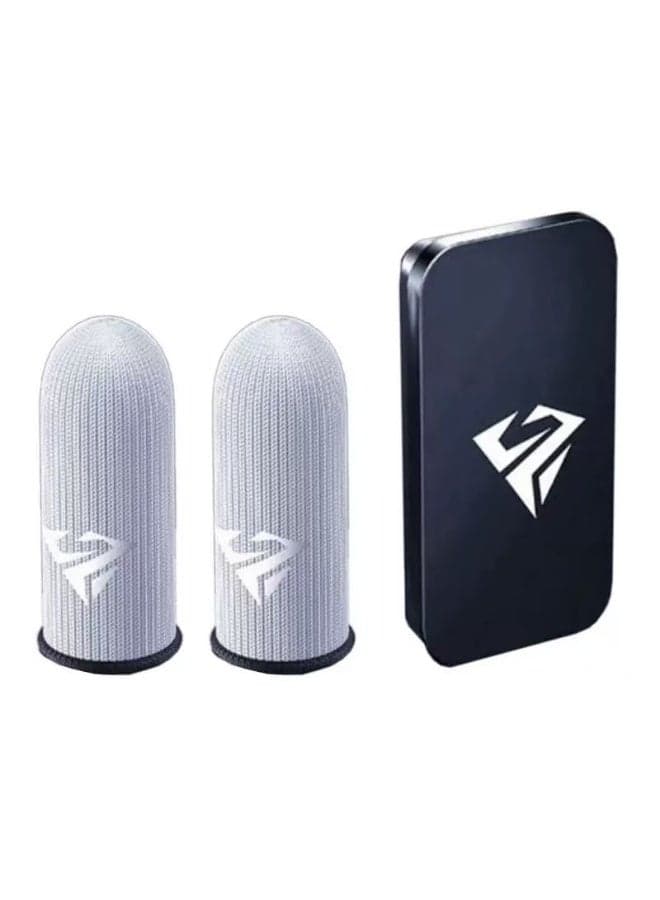 1 Pair Mobile Game Finger Sleeves - Gray Sweatproof Anti-Slip Touch Screen & Breathable Finger Covers