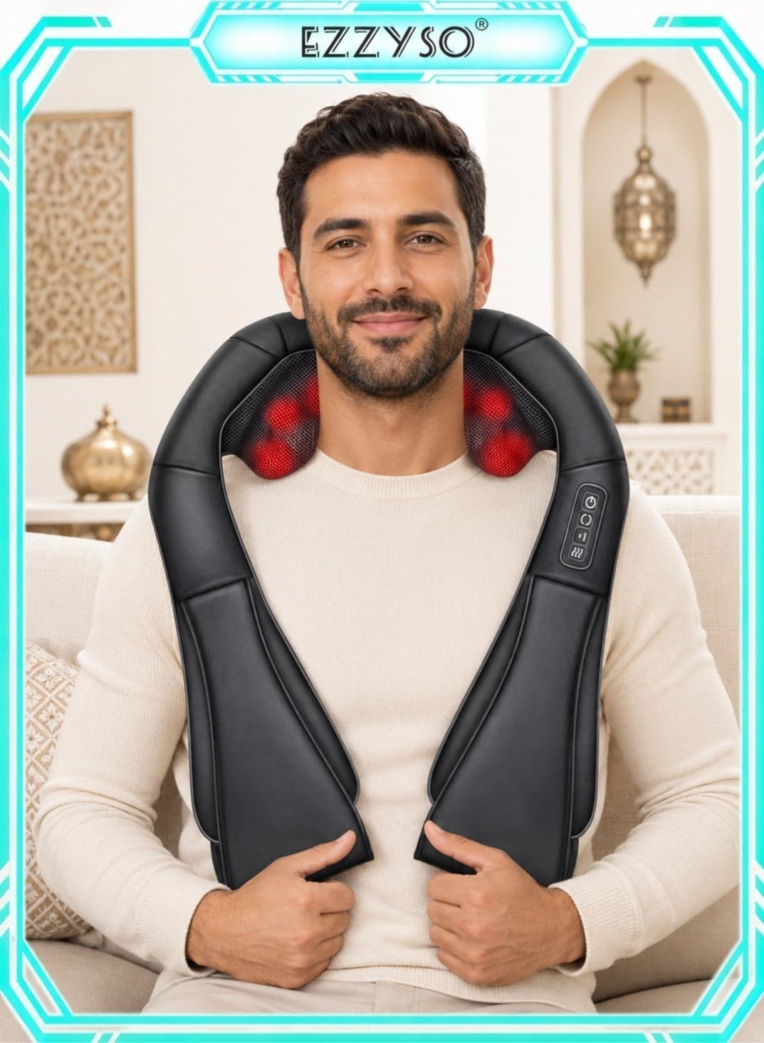 Shiatsu Neck and Shoulder Massager with Heat, 3D Deep Kneading Massage Pillow, Adjustable Intensity, Ergonomic Body Massager for Neck, Back, Shoulders, Legs and Feet, Home Office Car Use