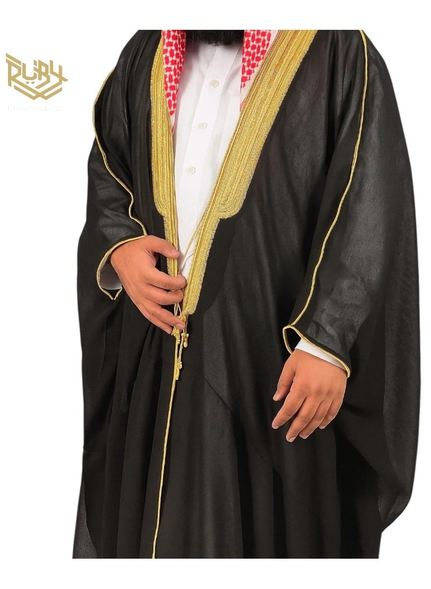 Men's Bisht Robe Muslim Clothes Kimono Loose Abaya Dresses Long Sleeve Embroidered Chiffon Kaftan Casual Formal Dubai Thobe