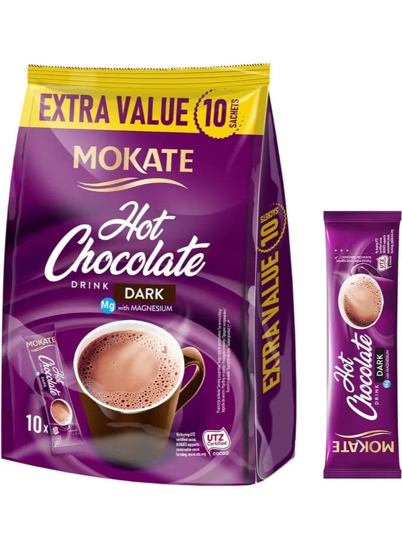 Dark Hot Chocolate Drink with Magnesium 10 Sachets 180g