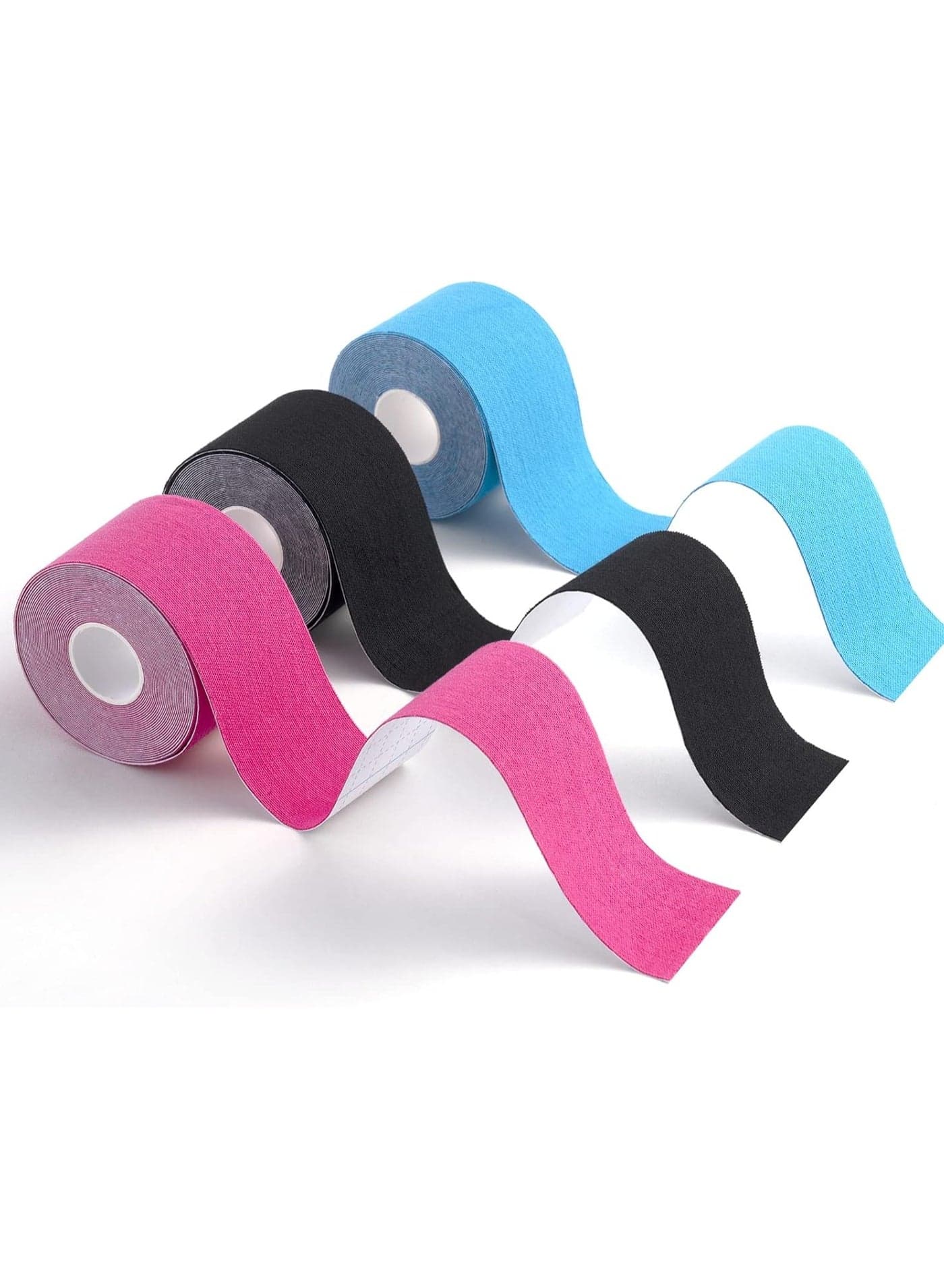 Tape Sports Tape for Muscles, 5 m x 5 cm, 3 Rolls (1 x Blue, 1 x Pink, 1 x Black) Kinesiology Tapes Waterproof & Elastic for Sports