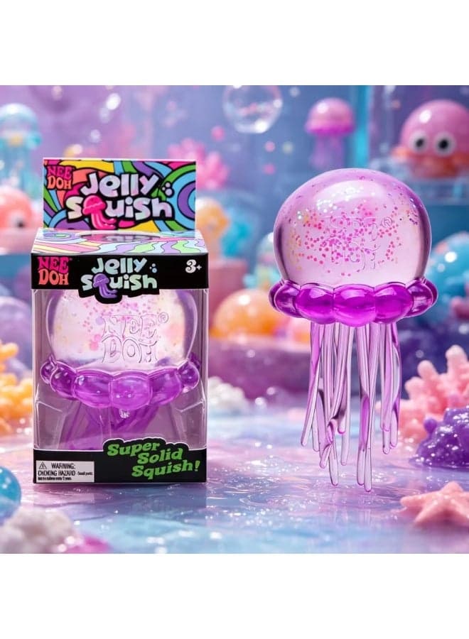 NEEDOH Jelly Squish | Jelly-like Stress-Relieving Toy with Swinging Tentacles - A Sensory Relief Tool (Purple)