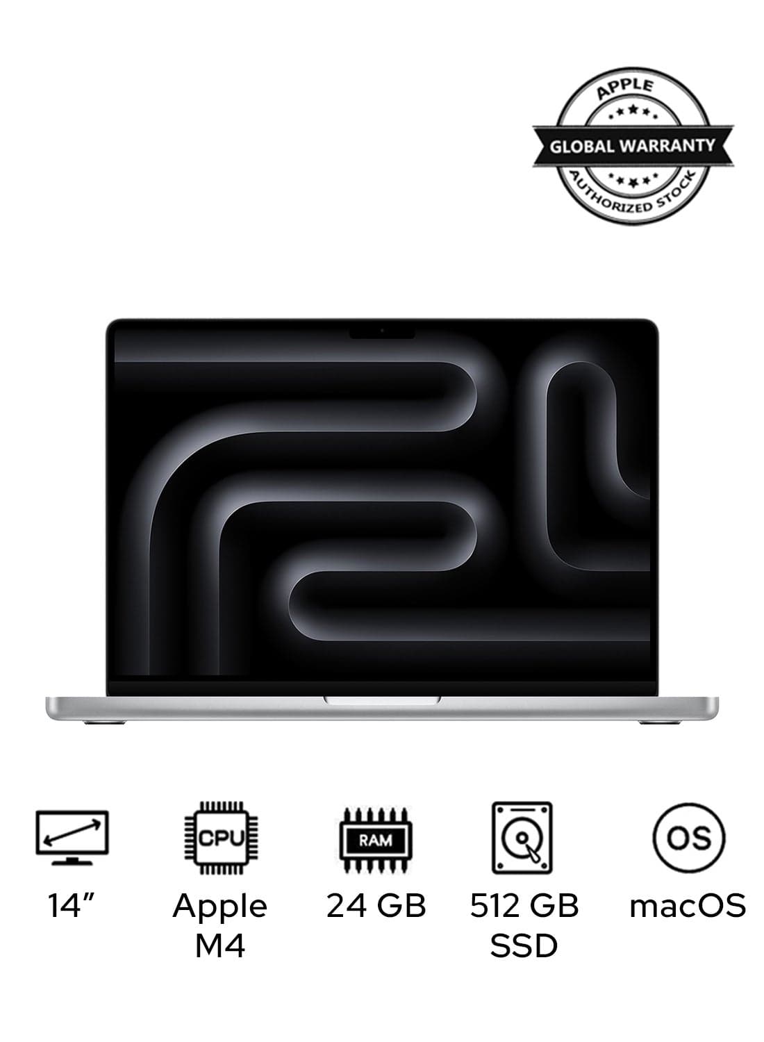 MacBook Pro MX2E3 Liquid XDR Retina 14-Inch Display, M4 Pro Chip 12-Core CPU 16-Core GPU Processor/24GB RAM/512GB SSD/macOS(International Version) English Silver