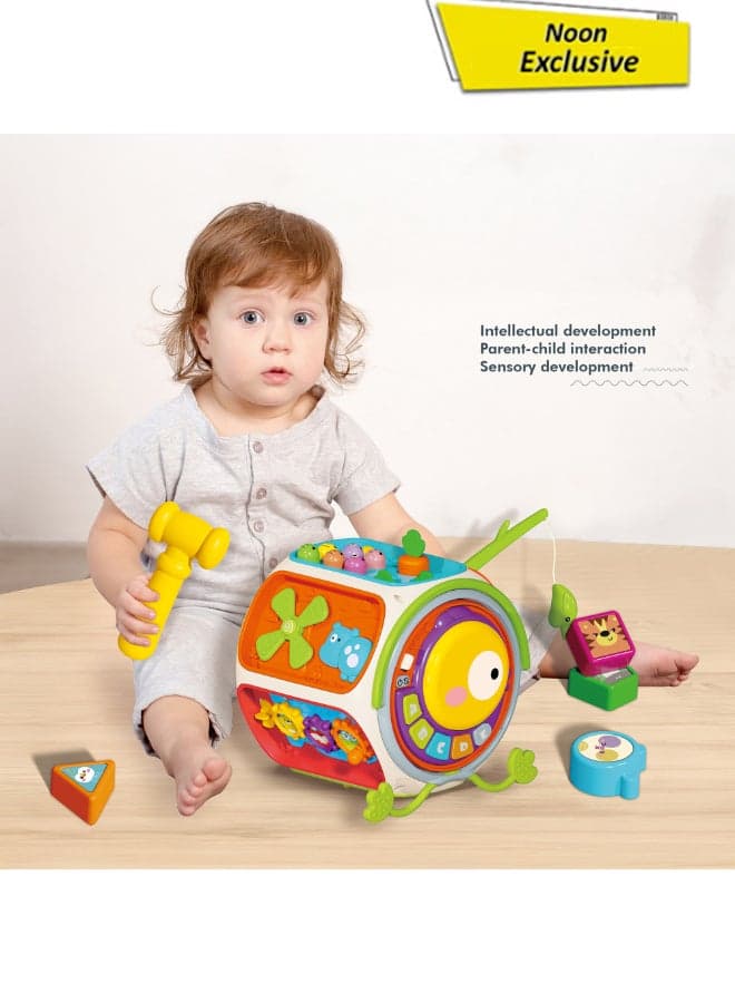 9-In-1 Baby Activity Cube – Montessori Educational Toy With Music, Gears, Drum, Clock & Pull String Games | Multi-Sensory Toy For Toddlers 12M+ | Skill-Building Learning Cube