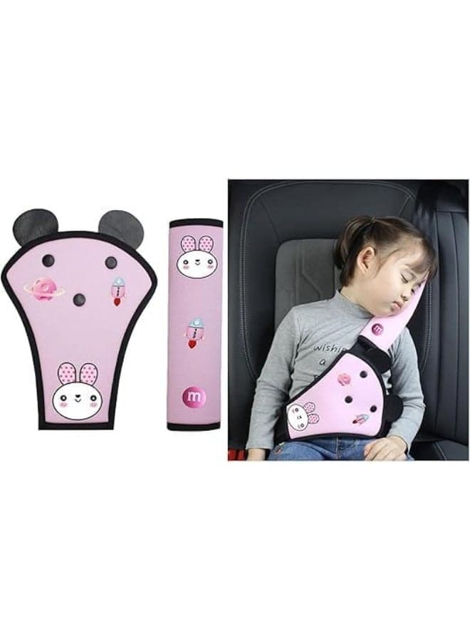 2Pcs Seat Belt Cover Pad for Kids, Cute Animal Child Seatbelt Covers & Triangle Cushion for Girls and Boys
