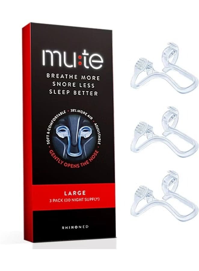 Mute Nasal Dilator - Anti-Snoring Aid Solution, Improve Airflow, Breathing Aids for Better Sleep - (Size Large, 3-Pk)
