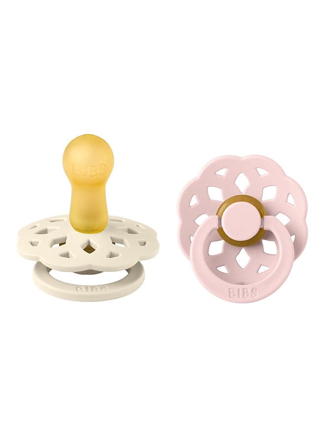 Baby Pacifier Boheme, Made with Natural Rubber Latex, Round Nipple, Mouth Skin Sensitive, Soft, Flexible, For Babies 6 Months and Above, BPA-free, Ivory/ Blossom Colour, Pack of 2, Size 2