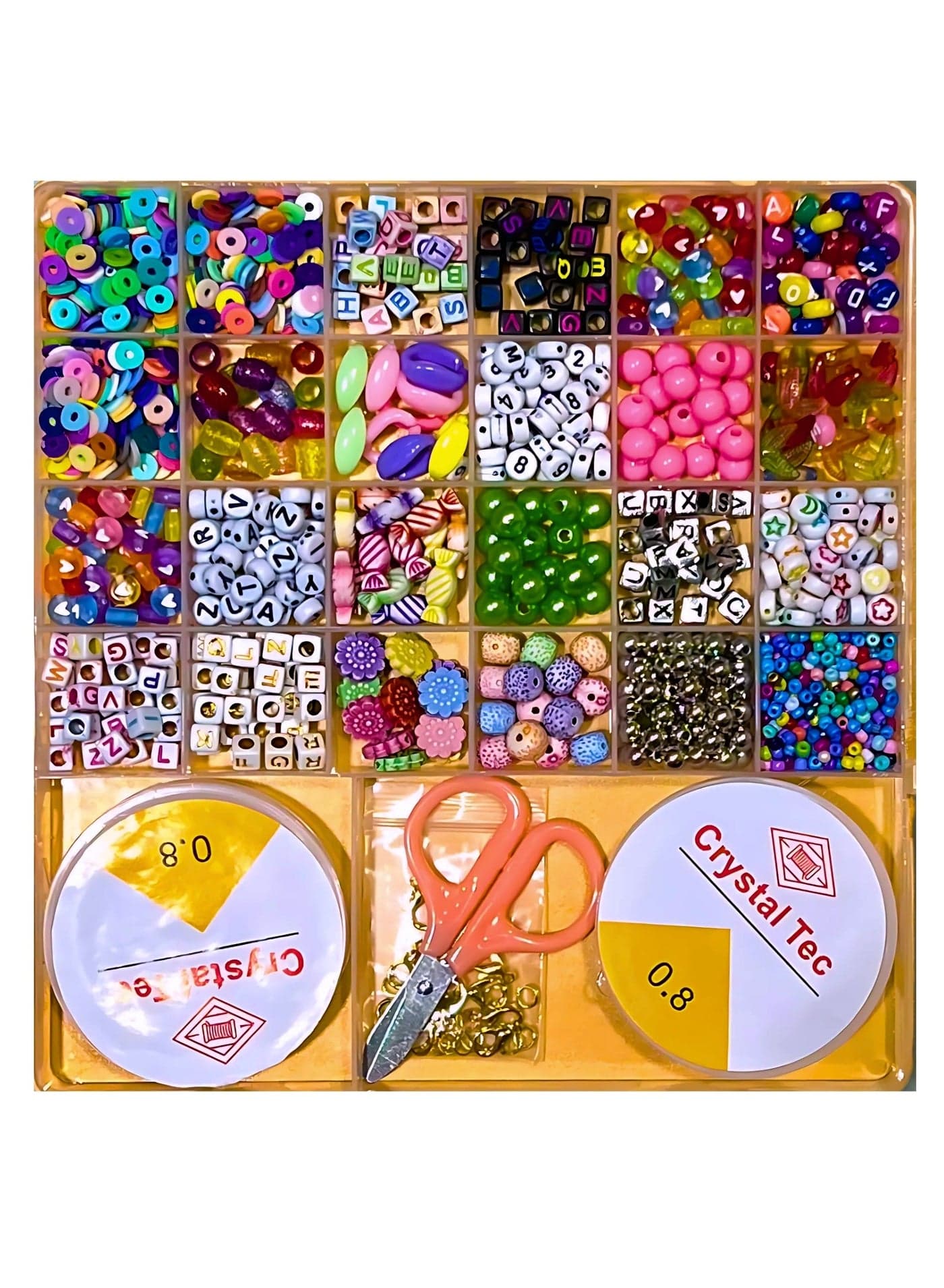 DIY Jewelry Making Kit with Hooks 2 String Reels Scissors Handmade Necklace Bracelets Rings Pendant Keychain Making Kit with Seed Pop Flat Shell Beads Letter Shapes Art Craft Activity Kit for Kids Party Favors Goodie Bag Stuffers Birthday Gifts Return Gifts Screen Free Activity