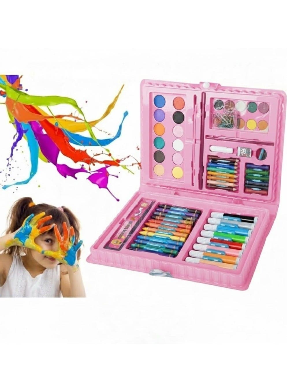 68 PCS Pink Art Set for Kids – Drawing & Painting Kit with Crayons, Colored Pencils, Oil Pastels, Watercolors, Sketch Pencils, Brush, Ruler, Eraser & Sharpener – Creative Art Supplies for Girls, Boys, Kids, Teens Artist