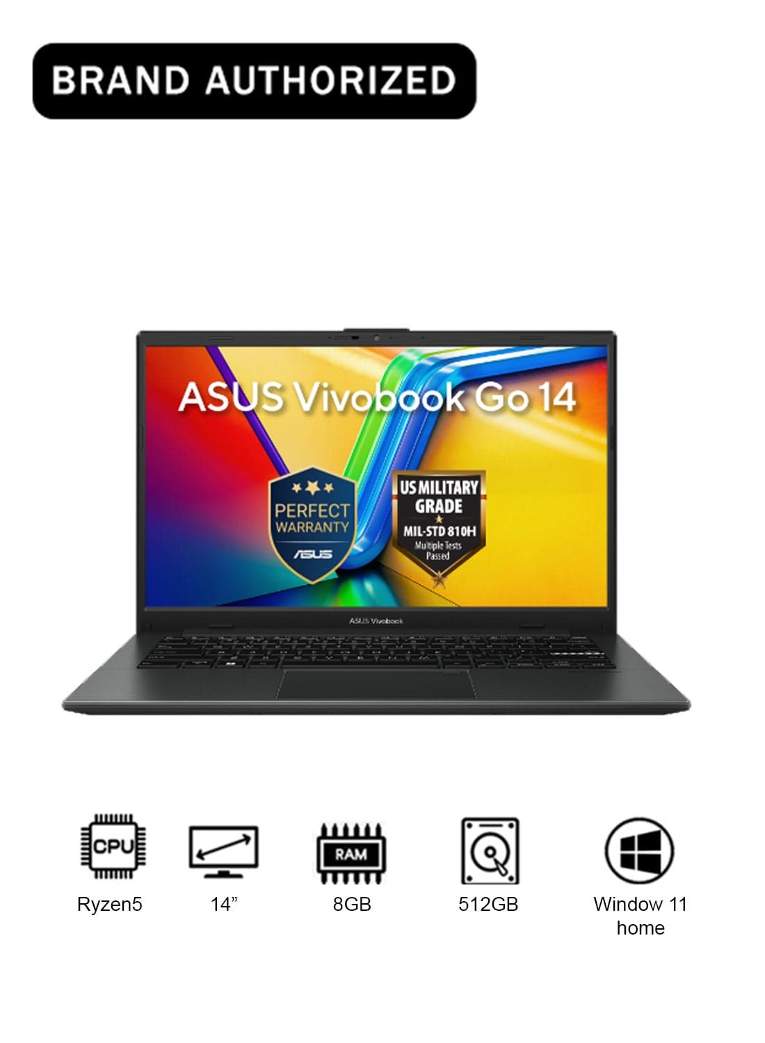 Vivobook Go 14 Laptop With 14-Inch Display,R5/8GB/512GB M.2 NVMe™ PCIe® 3.0 SSD/AMD Radeon™ Graphics/Windows 11 Home Mixed Black