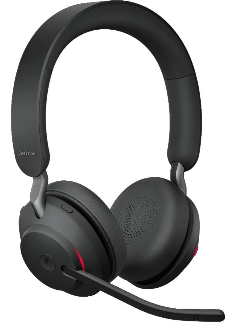 Evolve2 65 Bluetooth Stereo Headset with Link 380 USB-C Adapter, 37-Hour Battery, 3-Mic Call Technology, Passive Noise Isolation, Busylight, UC Certified, On-Ear Office Headphones | 26599-999-899 Black
