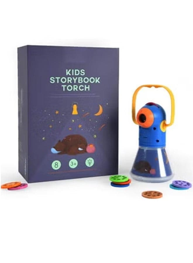 Kids Multifunctional Story Projector, Story Book Torch Projector with 8Pcs Story Film, Zoom Lens and Night Lights for Toddler Boys Girls Birthday Gifts