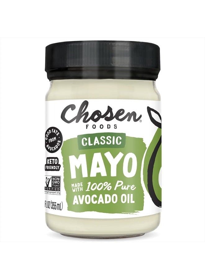 100% Avocado Oil-Based Classic Mayonnaise, Gluten & Dairy Free, Low-Carb, Keto & Paleo Diet Friendly, Mayo for Sandwiches, Dressings and Sauces, Made with Cage Free Eggs (12 fl oz)