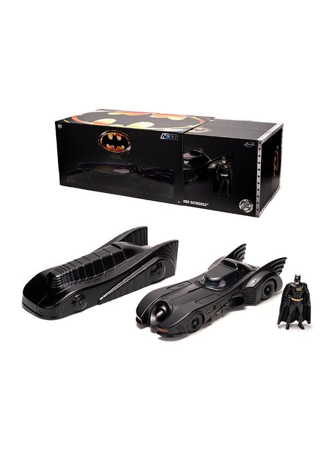 Toys DC Comics Batman 1989 Armored Batmobile Die-Cast Car with 2.75" Batman Figure Limited Edition, Toys for Kids and Adults – 1:24 Scale, Black