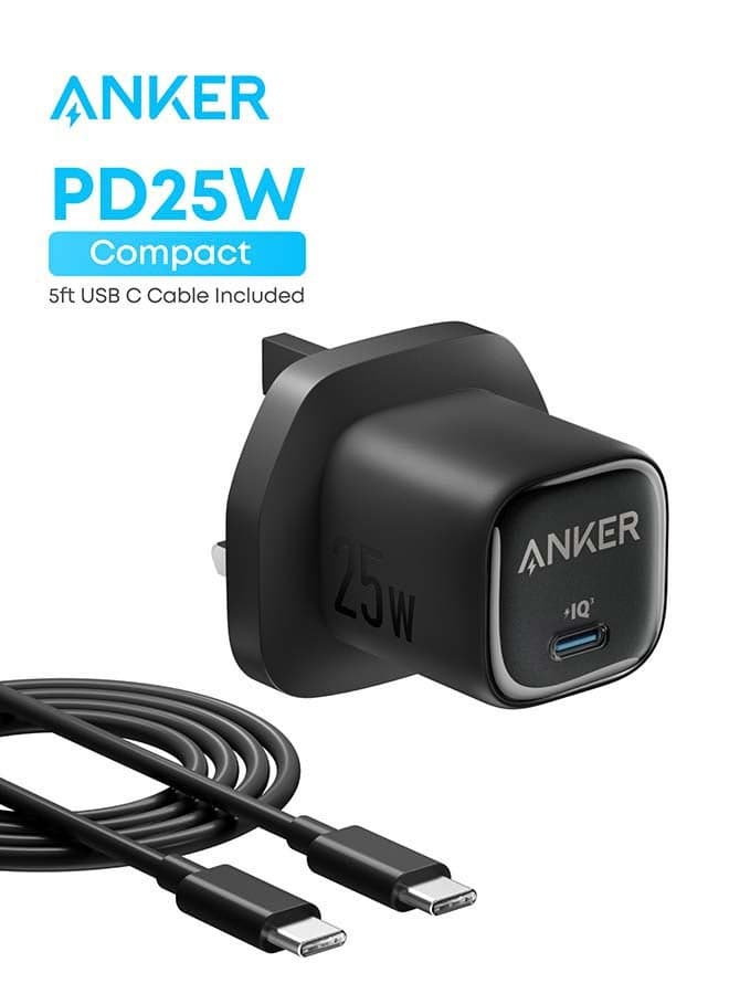 25W USB C Plug, Supports PPS Fast Charging for for iPhone 16/16 Pro/16 Pro Max/15, Samsung Galaxy S25/S24/Z Fold/Z Flip/Tab (5 ft USB C Cable Included)