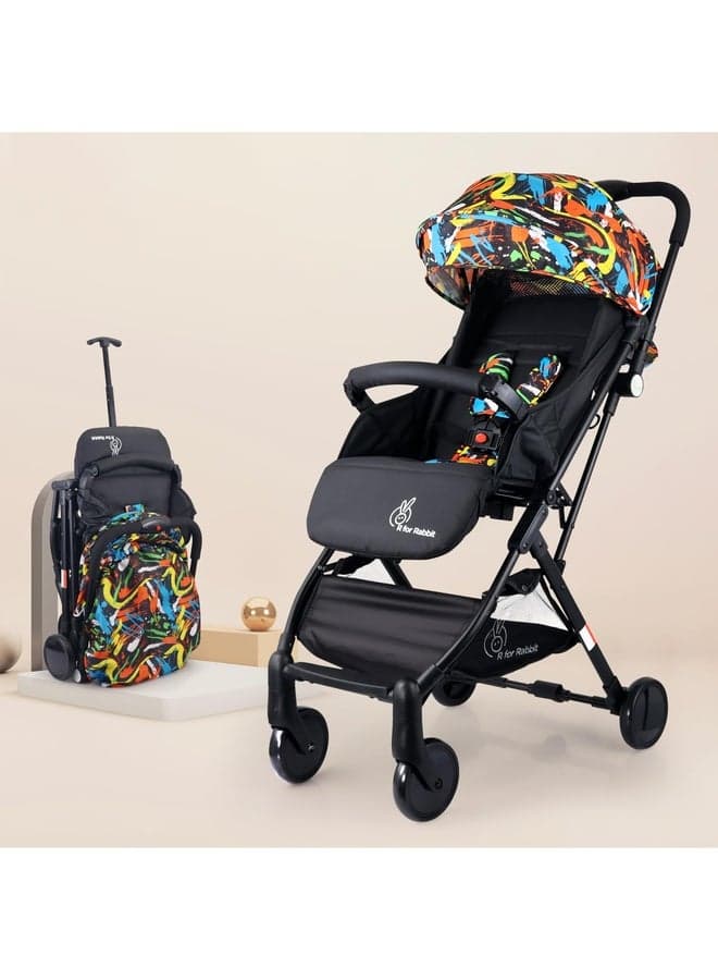 Pocket Stroller Lite Baby Stroller, Portable Travel Friendly Pre Installed Baby Trolley Stroller & Pram for Newborn Babies of Age 0 to 3 Years | (Black Multi)