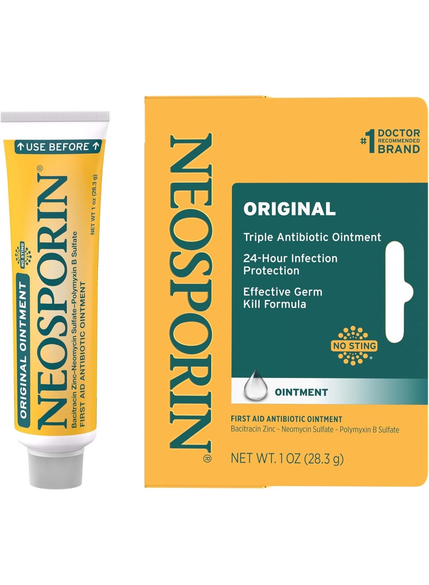 Neosporin Original First Aid Antibiotic Ointment for Wounds, Infection Protection Treatment, Germ-Killing Formula, Helps Minimize Appearance Of Scars for Minor Cuts, Scrapes, Burns, 1 Oz